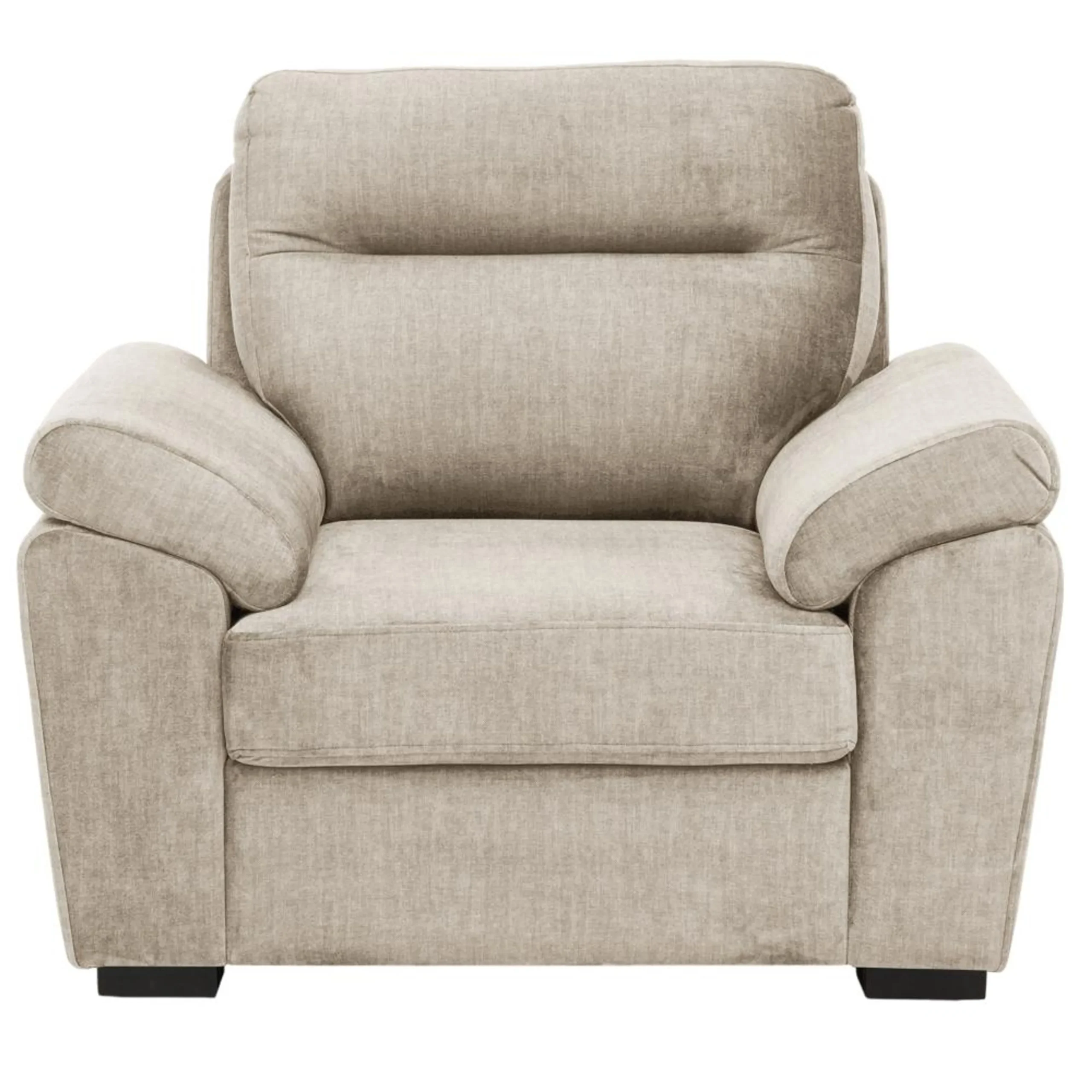 Ojas 1 Seater Sofa Beige premium fabric arm chair by Vassio