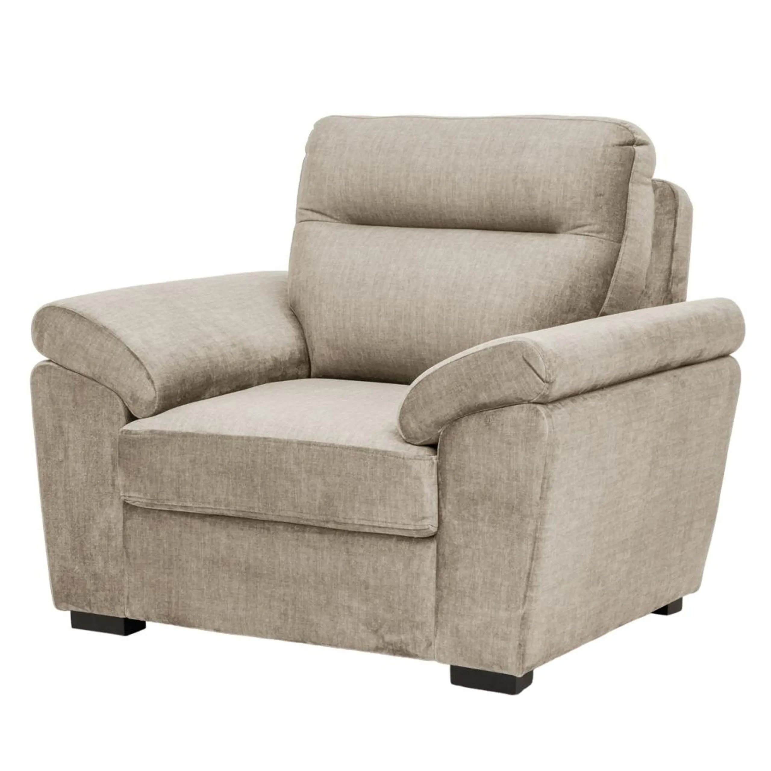 Ojas 1 Seater Sofa Beige premium fabric arm chair by Vassio