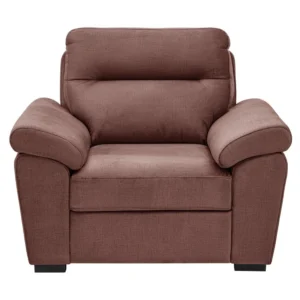 Ojas 1 Seater Sofa Brown premium fabric arm chair by Vassio