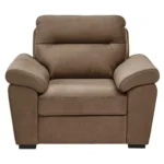 Ojas 1 Seater Sofa Camel Brown premium fabric arm chair by Vassio