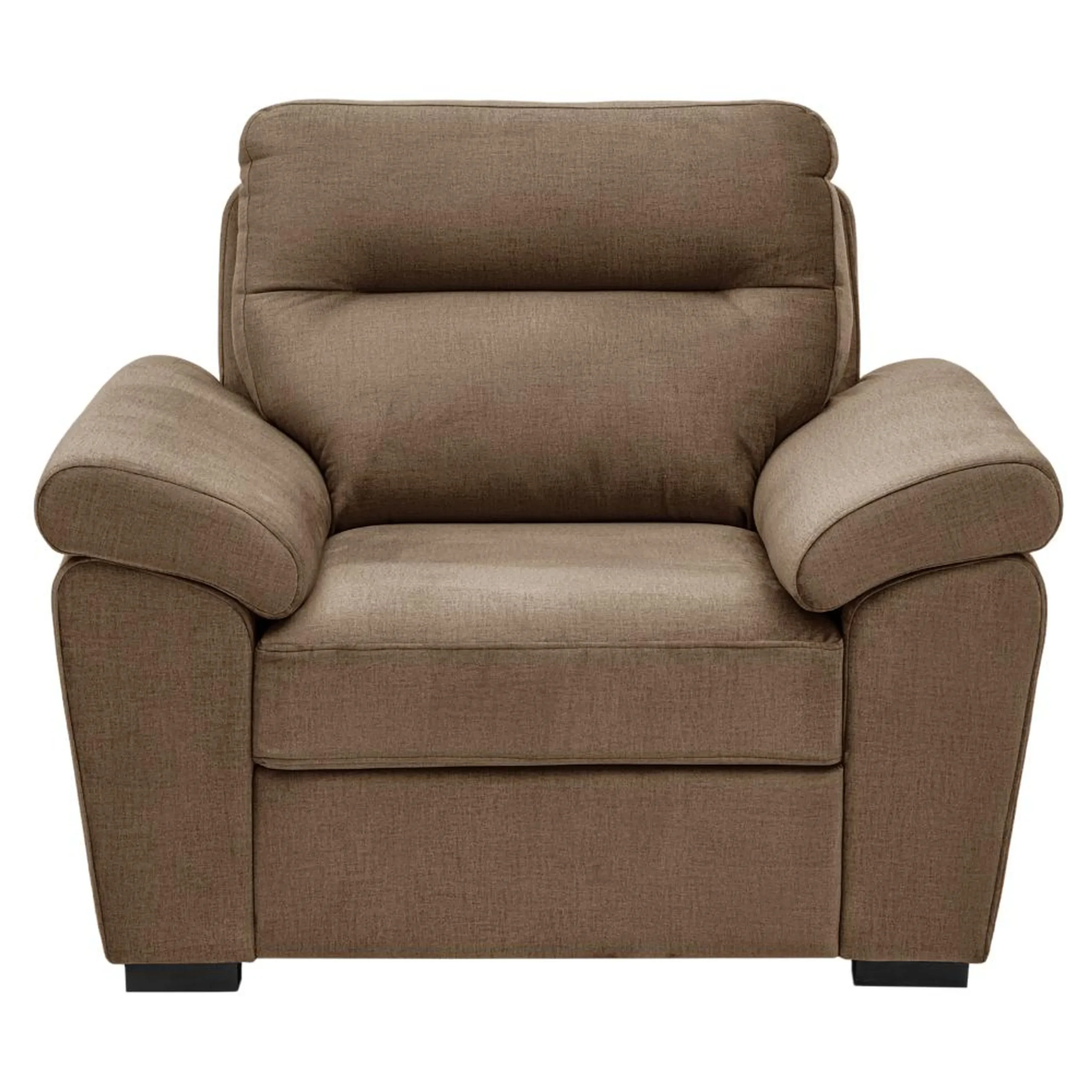 Ojas 1 Seater Sofa Camel Brown premium fabric arm chair by Vassio
