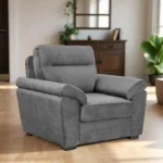 Ojas 1 Seater Sofa Dark Grey premium fabric arm chair by Vassio