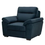 Ojas 1 Seater Sofa Navy Blue premium fabric arm chair by Vassio