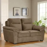 Ojas 2 Seater Sofa Camel Brown premium fabric modern sofa by Vassio