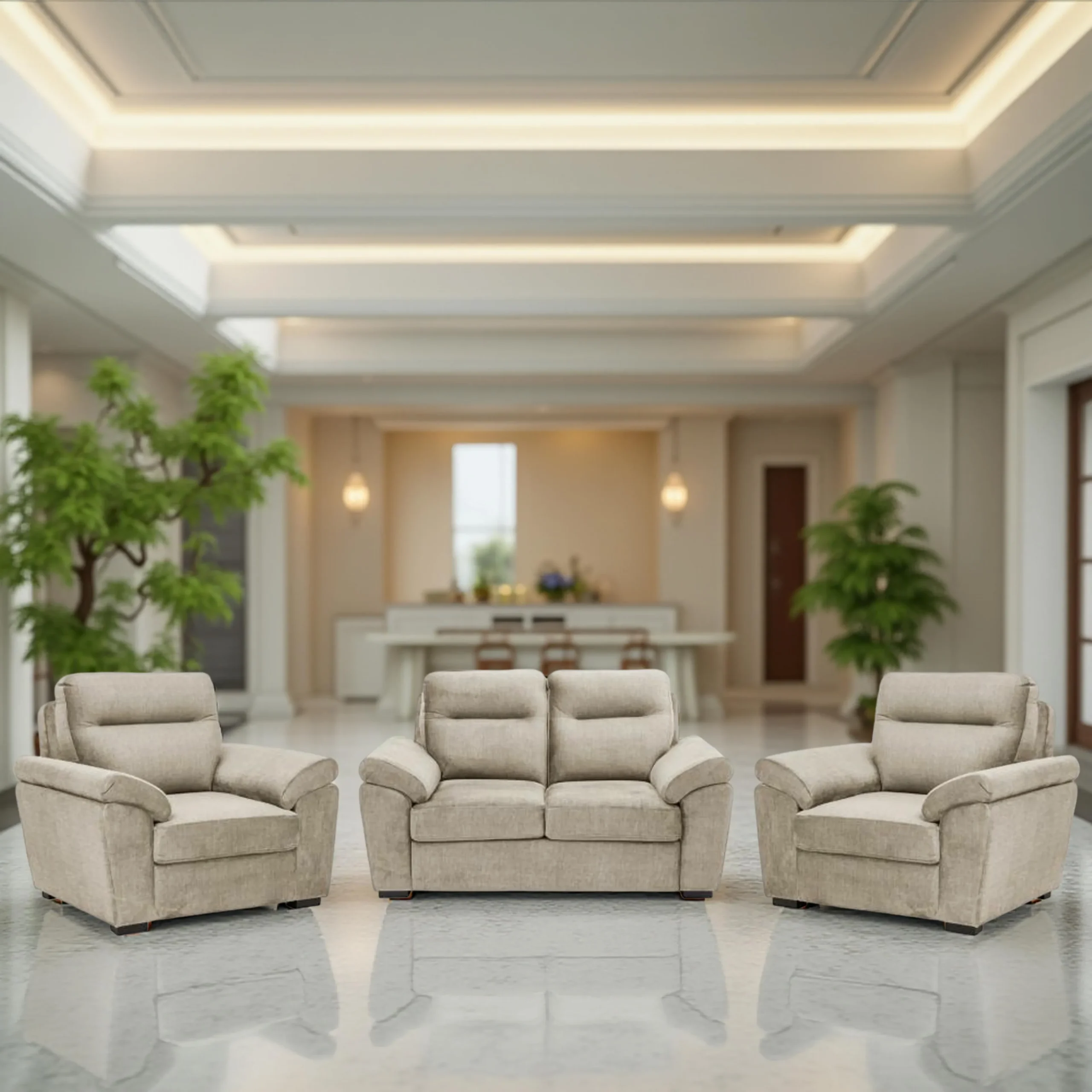 Ojas 2+1+1 Seater Sofa Set Beige – Premium Sofa by Vassio