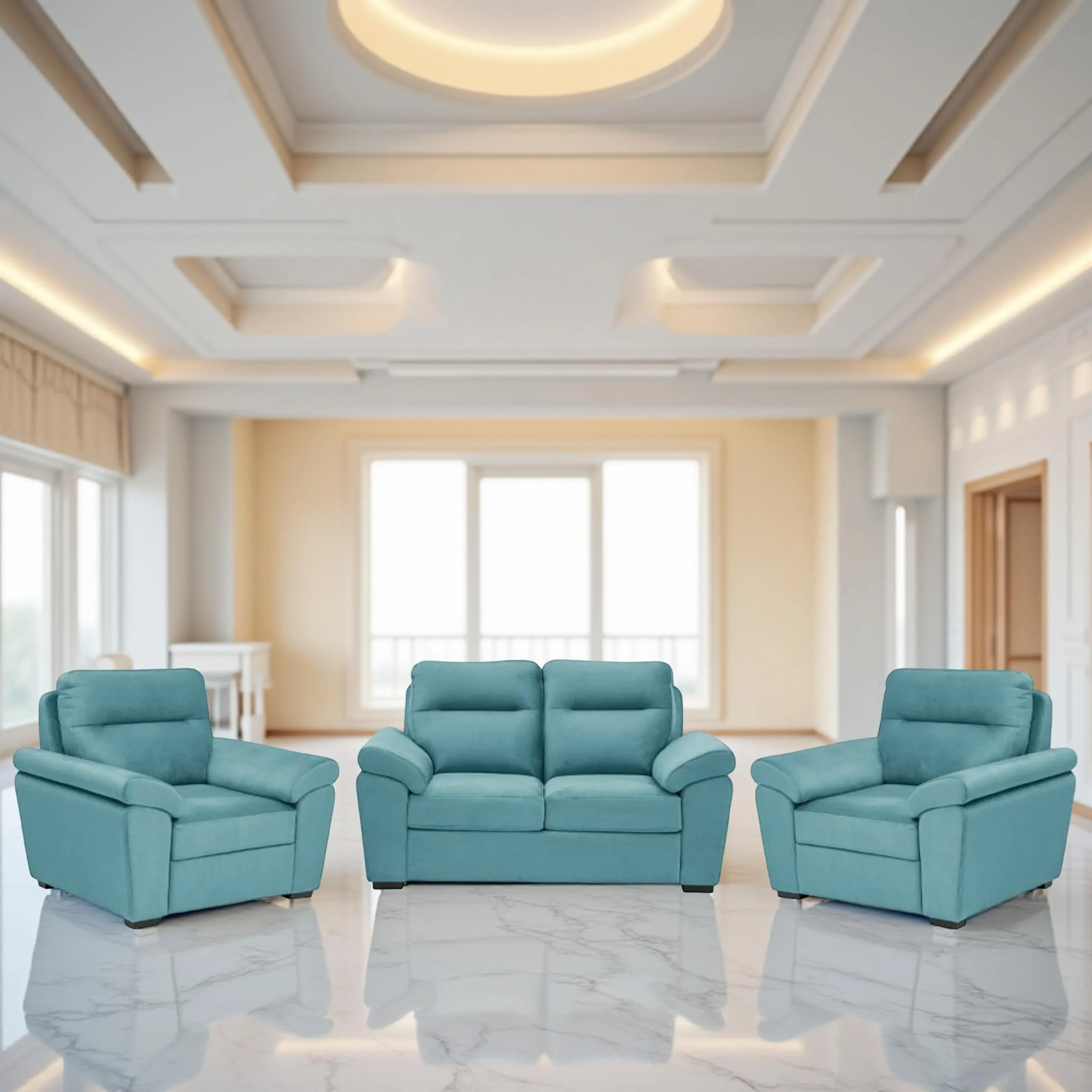 Ojas 2+1+1 Seater Sofa Light Blue 1 Ojas 2+1+1 Seater Sofa Set Light Blue – Premium Sofa by Vassio