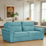 Ojas 3 Seater Sofa Light Blue premium fabric modern sofa by Vassio