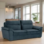Ojas 3 Seater Sofa Navy Blue premium fabric modern sofa by Vassio