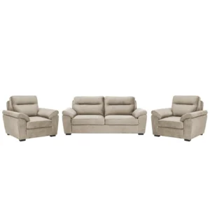 Ojas 3+1+1 Seater Sofa Set Beige premium fabric modern design by Vassio