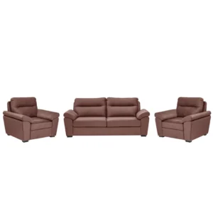 Ojas 3+1+1 Seater Sofa Set Brown premium fabric modern design by Vassio