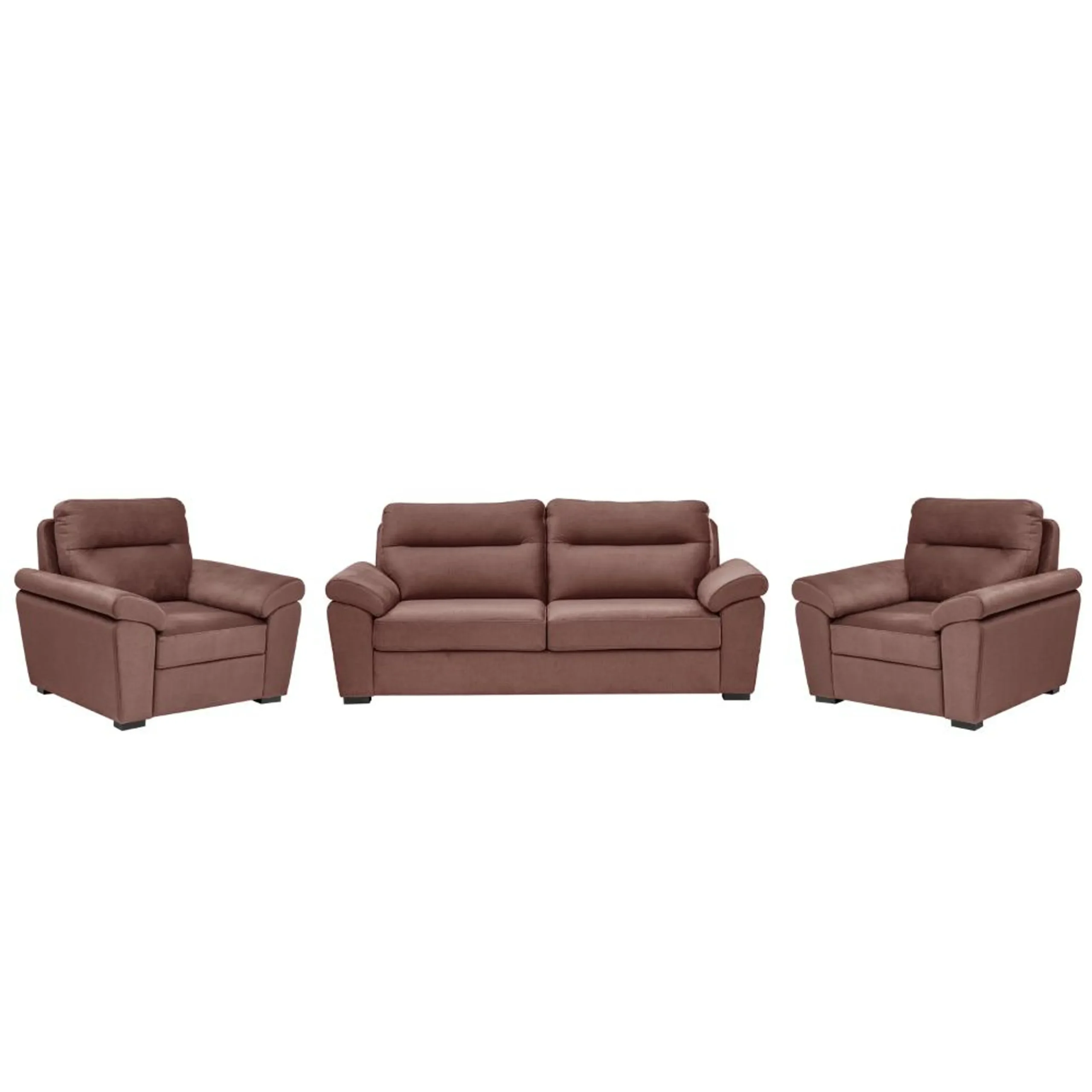 Ojas 3+1+1 Seater Sofa Set Brown premium fabric modern design by Vassio