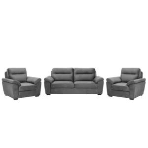 Ojas 3+1+1 Seater Sofa Set Dark Grey premium fabric modern design by Vassio