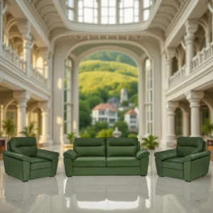 Ojas 3+1+1 Seater Sofa Set Green premium fabric modern design by Vassio