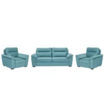 Ojas 3+1+1 Seater Sofa Set Light Blue premium fabric modern design by Vassio