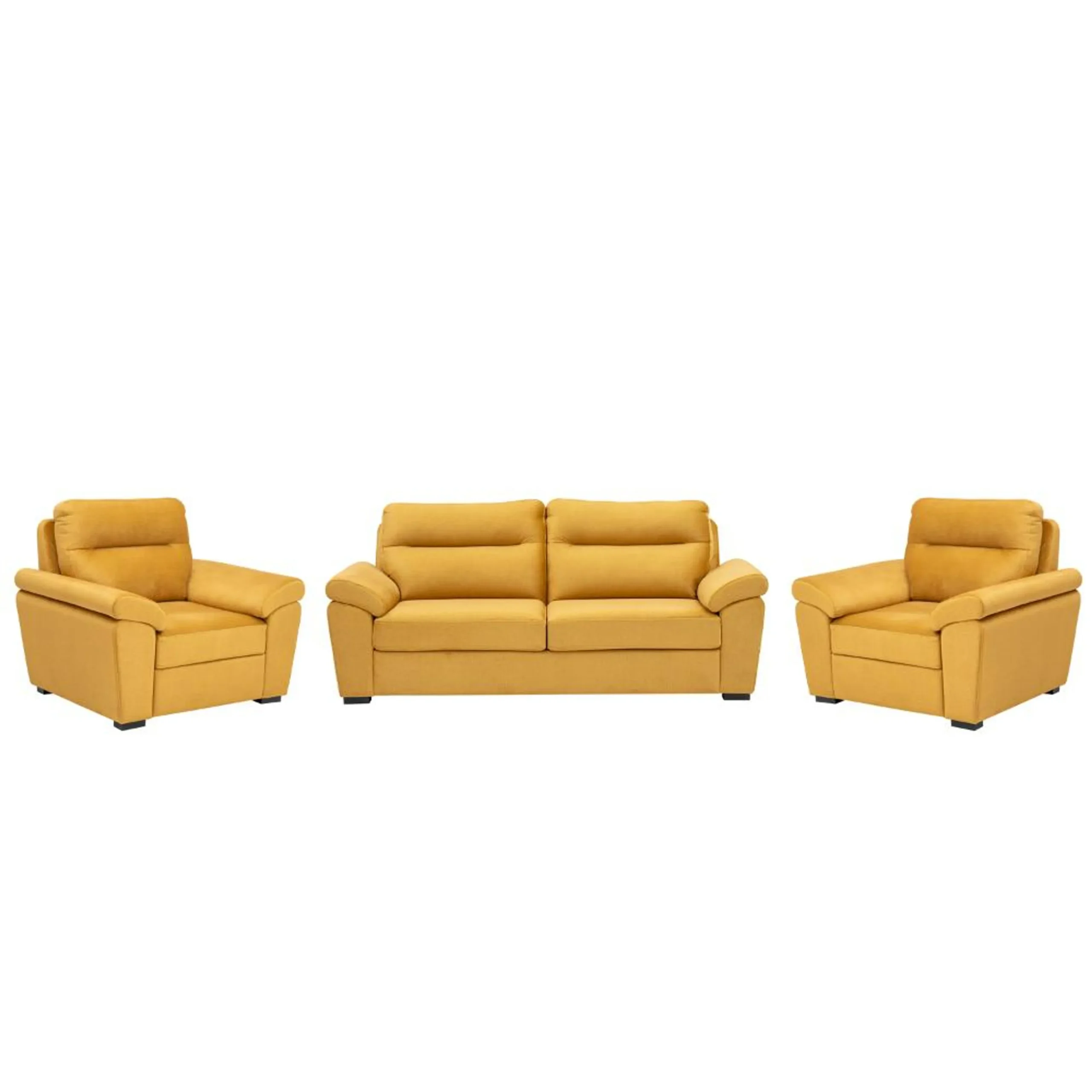 Ojas 3+1+1 Seater Sofa Set Yellow premium fabric modern design by Vassio