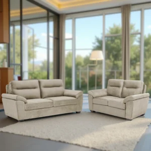 Ojas 3+2 Seater Sofa Set Beige premium fabric modern design by Vassio