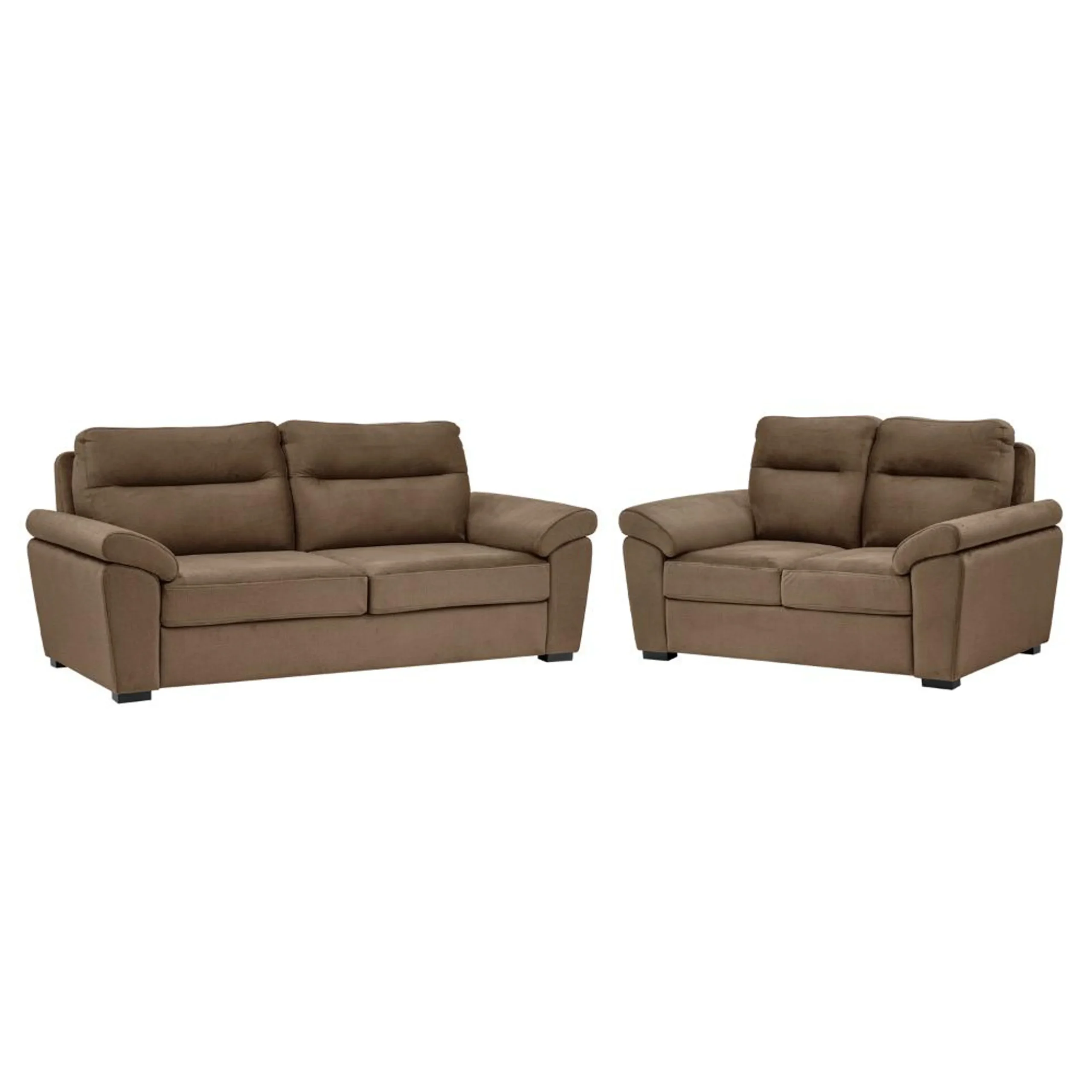 Ojas 3+2 Seater Sofa Set Camel Brown premium fabric modern design by Vassio