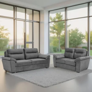 Ojas 3+2 Seater Sofa Set Dark Grey premium fabric modern design by Vassio