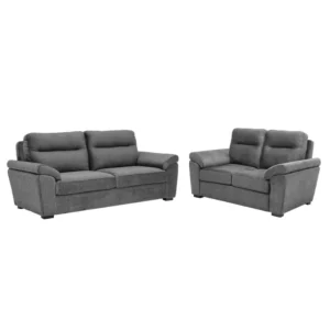 Ojas 3+2 Seater Sofa Set Dark Grey premium fabric modern design by Vassio