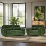Ojas 3+2 Seater Sofa Set Green premium fabric modern design by Vassio