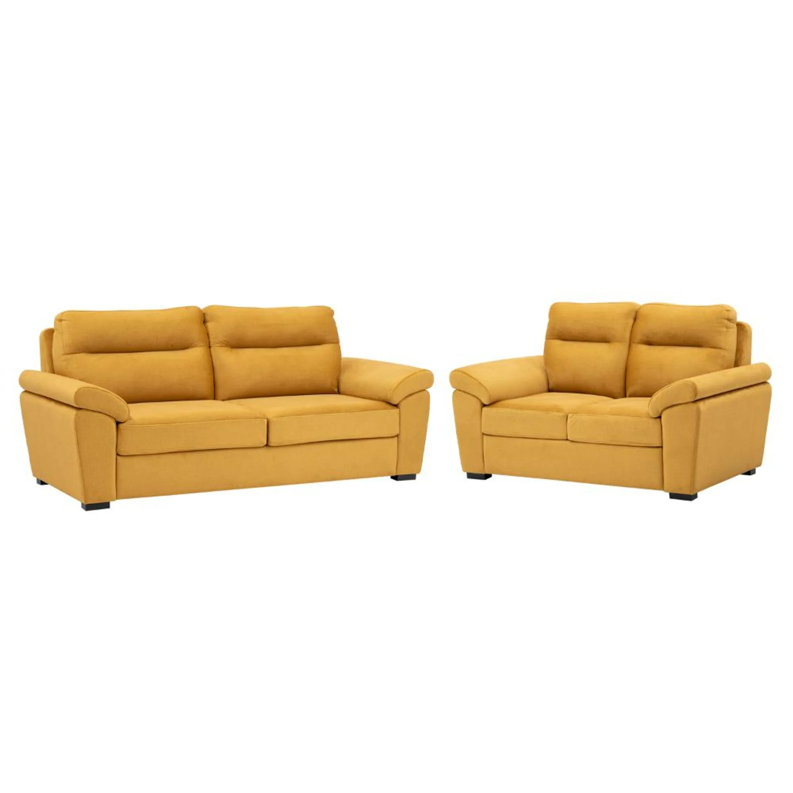 Ojas 3+2 Seater Sofa Set Yellow premium fabric modern design by Vassio