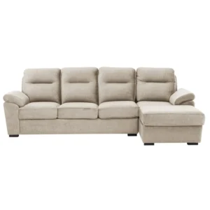 Ojas LHS Sofa Set Beige premium fabric L shape sofa by Vassio