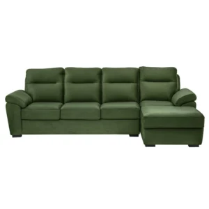Ojas LHS Sofa Set Green premium fabric L shape sofa by Vassio