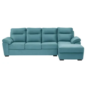 Ojas LHS Sofa Set Light Blue premium fabric L shape sofa by Vassio