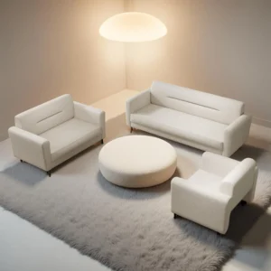 Onza 5 Seater Fabric Sofa Set Beige Color by Vassio