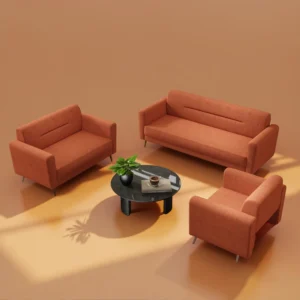 Onza 5 Seater Fabric Sofa Set Orange Color by Vassio