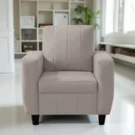 Vassio Zyra 1 Seater Sofa in Beige – Premium Velvet Fabric