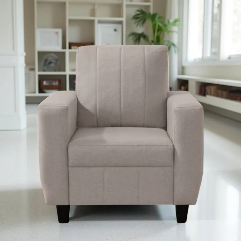 Vassio Zyra 1 Seater Sofa in Beige – Premium Velvet Fabric