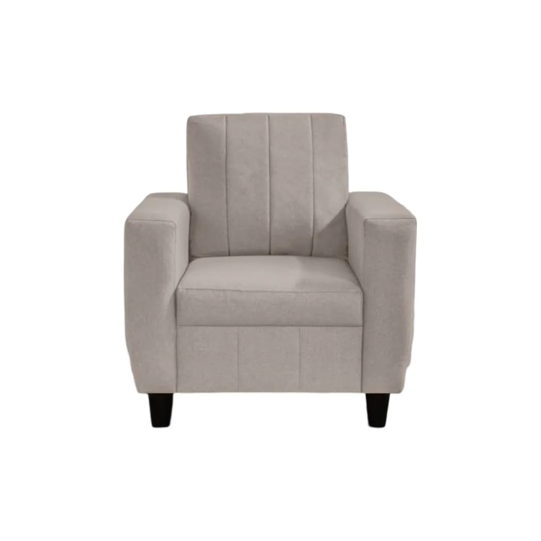 Vassio Zyra 1 Seater Sofa in Beige – Premium Velvet Fabric
