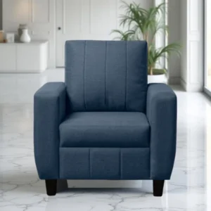 Vassio Zyra 1 Seater Sofa in Blue – Premium Velvet Fabric