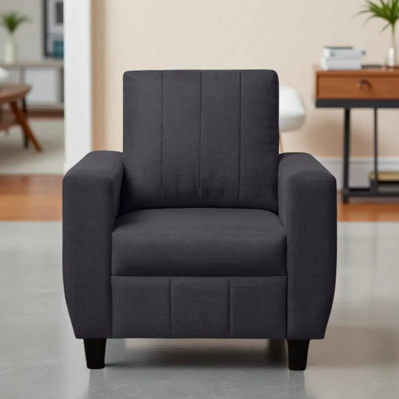 Vassio Zyra 1 Seater Sofa in Grey – Premium Velvet Fabric