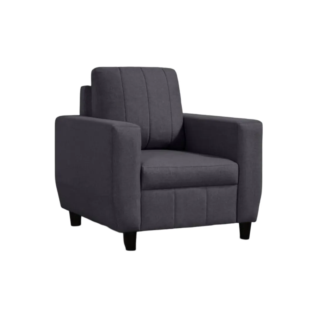 Vassio Zyra 1 Seater Sofa in Grey – Premium Velvet Fabric