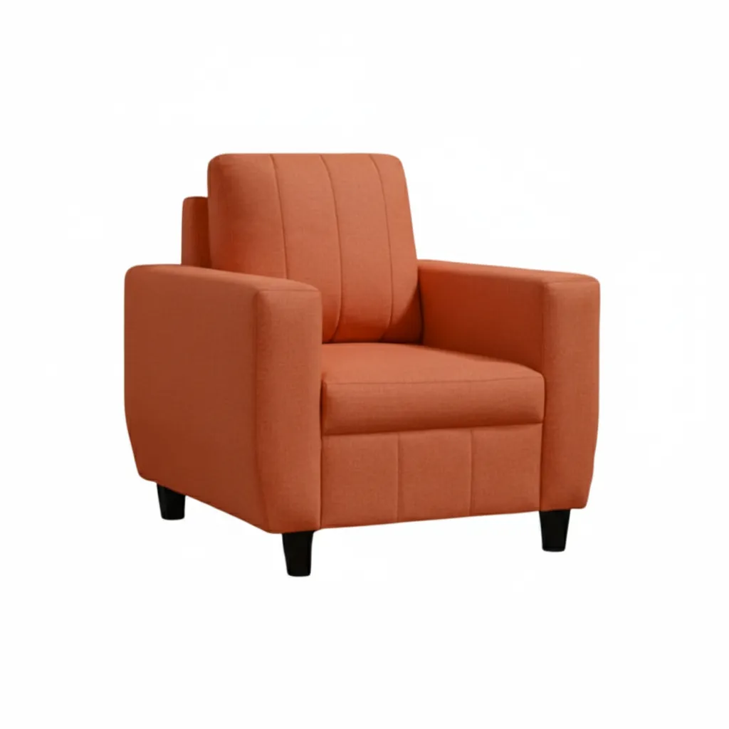 Zyra 1 Seater Sofa in Orange – Premium Velvet Fabric