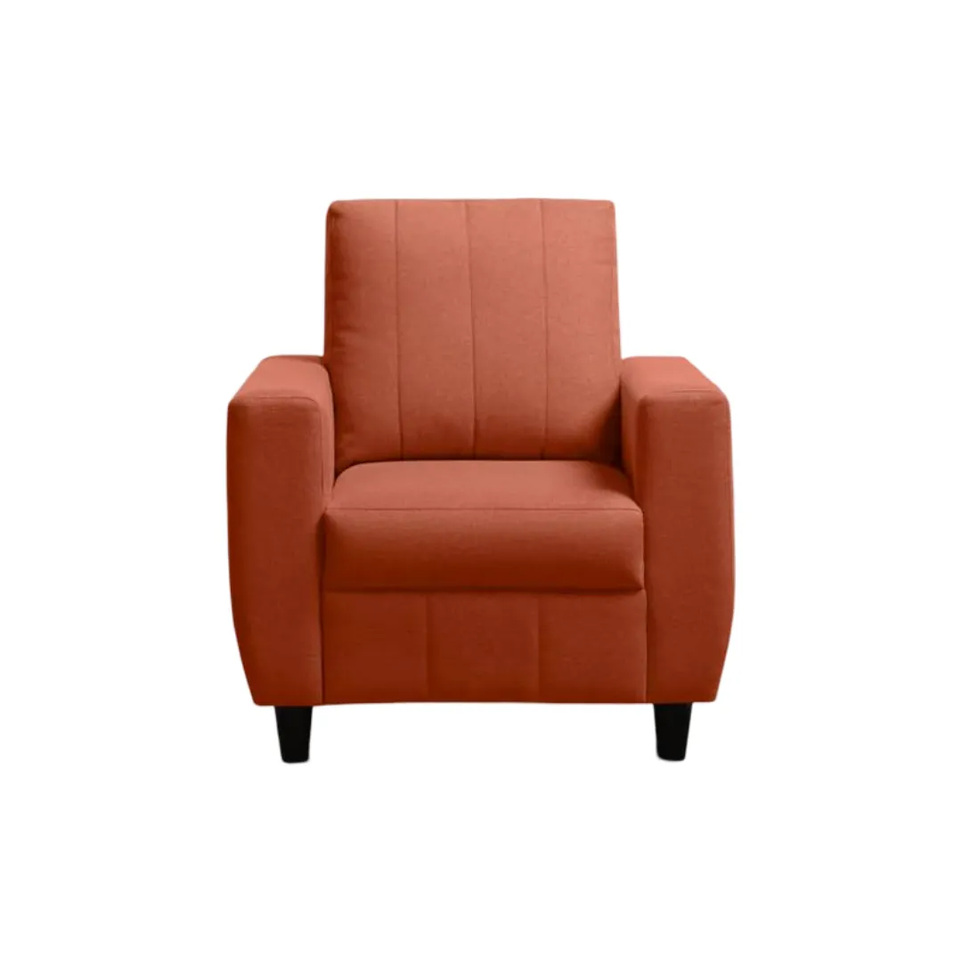 Zyra 1 Seater Sofa in Orange – Premium Velvet Fabric