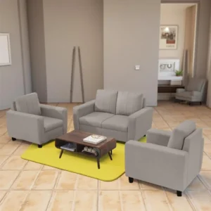 Vassio Zyra 4 Seater Sofa Set in Beige (2 + 1 + 1) – Premium Velvet Fabric