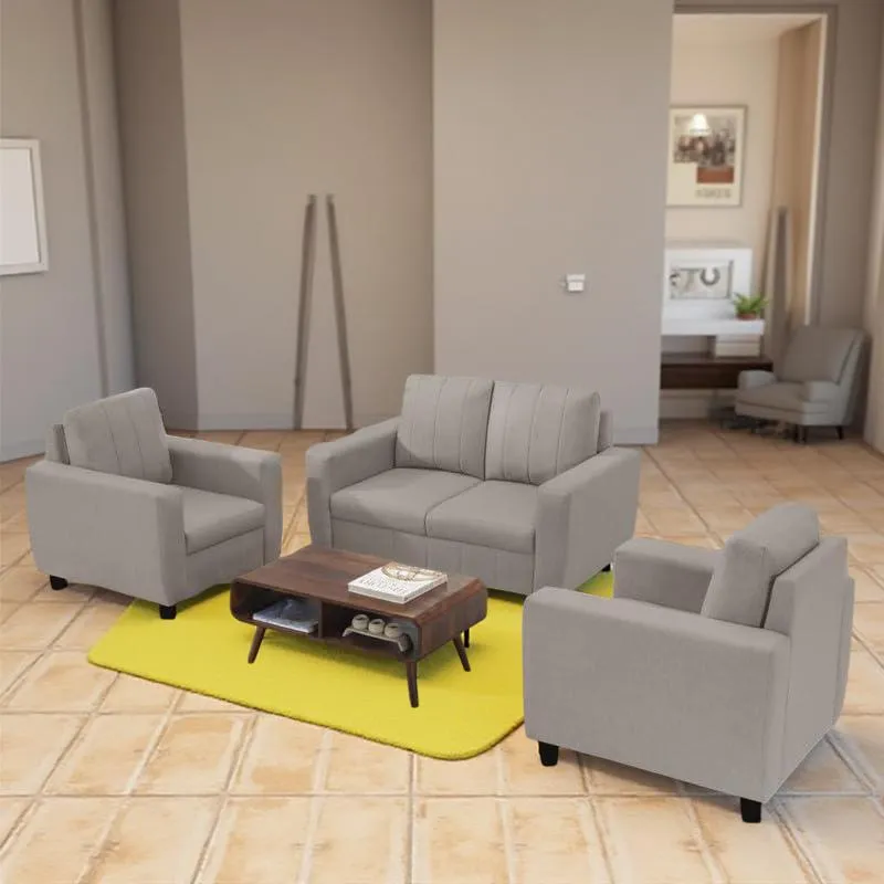 Vassio Zyra 4 Seater Sofa Set in Beige (2 + 1 + 1) – Premium Velvet Fabric