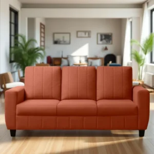 Vassio Zyra 3 Seater Sofa in Orange – Premium Velvet Fabric