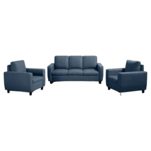 Vassio Zyra 5 Seater Sofa Set (3 + 1 + 1) in Blue – Premium Velvet Fabric