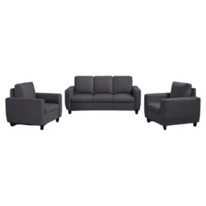 Vassio Zyra 5 Seater Sofa Set (3 + 1 + 1) in Grey – Premium Velvet Fabric