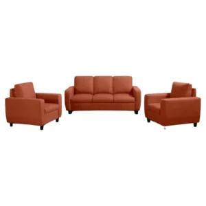 Vassio Zyra 5 Seater Sofa Set (3 + 1 + 1) in Orange – Premium Velvet Fabric