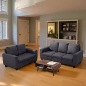 Vassio Zyra 5 Seater Sofa Set (3 + 2) in Grey – Premium Velvet Fabric