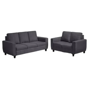 Vassio Zyra 5 Seater Sofa Set (3 + 2) in Grey – Premium Velvet Fabric