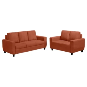 Vassio Zyra 5 Seater Sofa Set (3 + 2) in orange – Premium Velvet Fabric