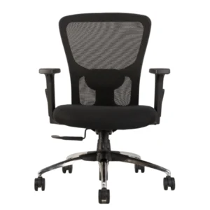 Erica Mid Back Black Office Chair – Ergonomic Mesh Revolving Chair with Chrome Base by Vassio