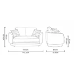 Amara 2 Seater Sofa Dimensions