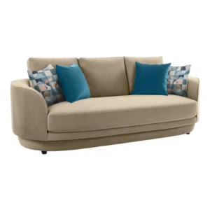 Amara Sofa 3 Seater Beige premium velvet fabric sofa by Vassio